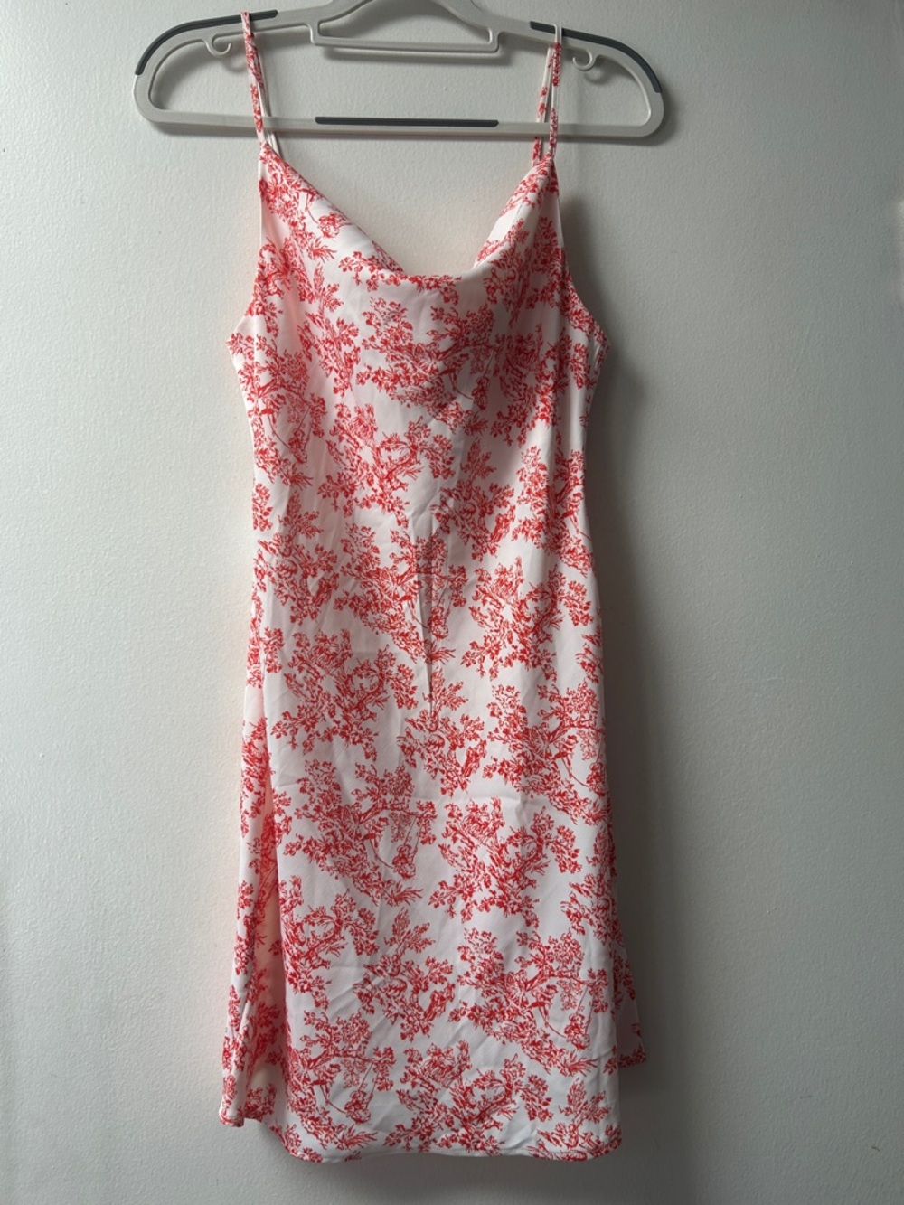 Urban Outfitters White and Red Floral Mini Slip Dress